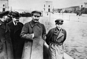 Nikolai Yezhov (right) was later edited out of the photograph