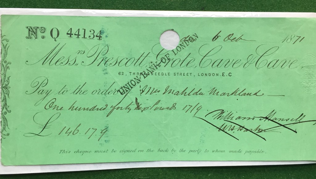 14. A Bank Cheque for&nbsp;£146.17.9