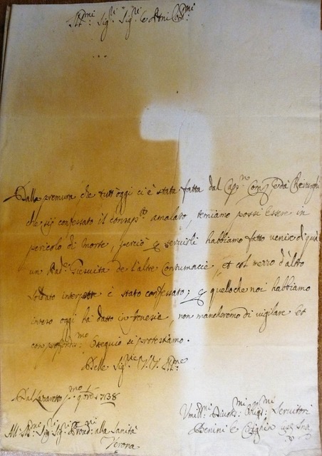 A fumigated letter from the Lazzaretto in&nbsp;Verona